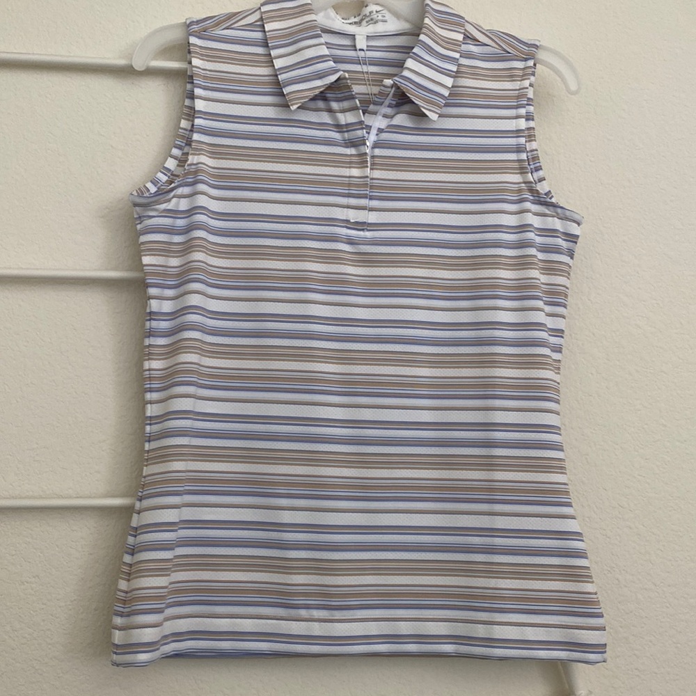 NWT NIKEGOLF FITDRY Shirt Top Multi-Colored Stripes SZ S